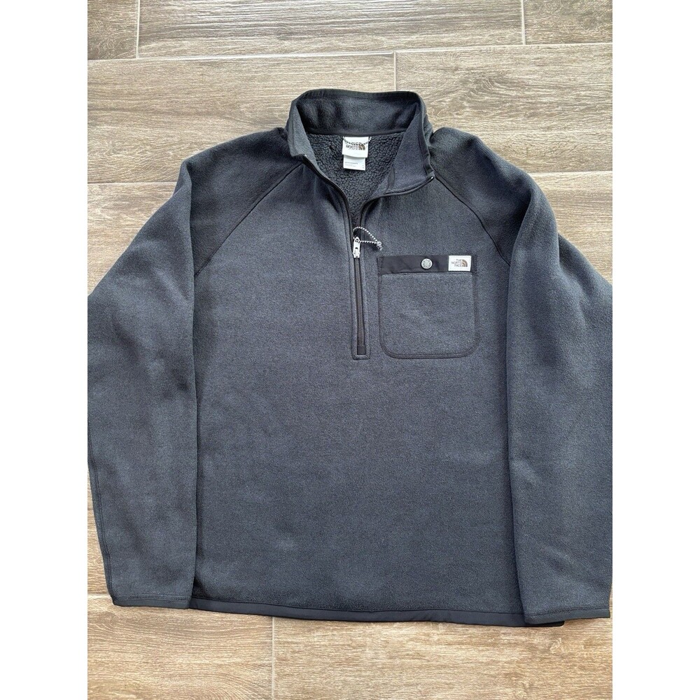 The North Face GORDON LYONS 1/4 Zip Sweater Knit Fleece Jacket Black Size L EUC